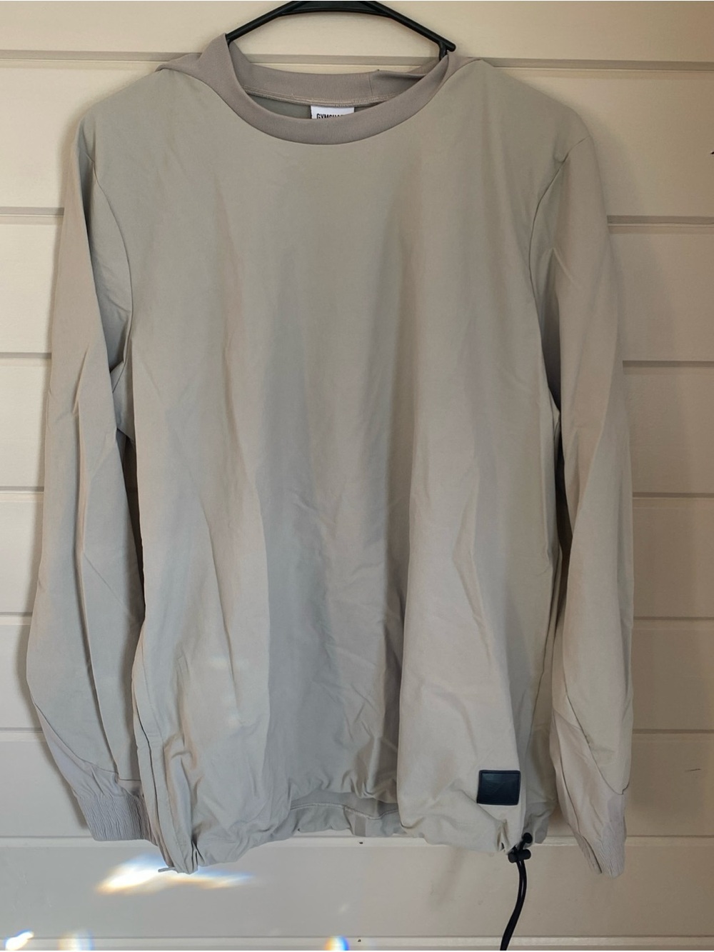 Gymshark Retake Crew Long Sleeve Shirt Men’s Medium Taupe Grey Nylon